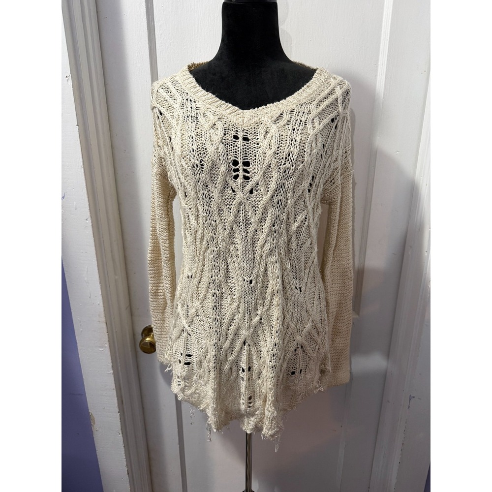 Altar'd State Cream Distressed Sweater‎ in S